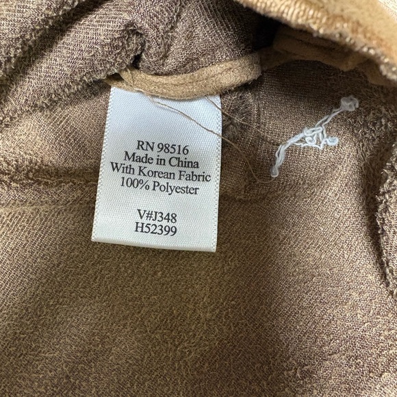 Y2K Coldwater Creek scalloped Camel faux suede Button-Up Shirt - Picture 7 of 9